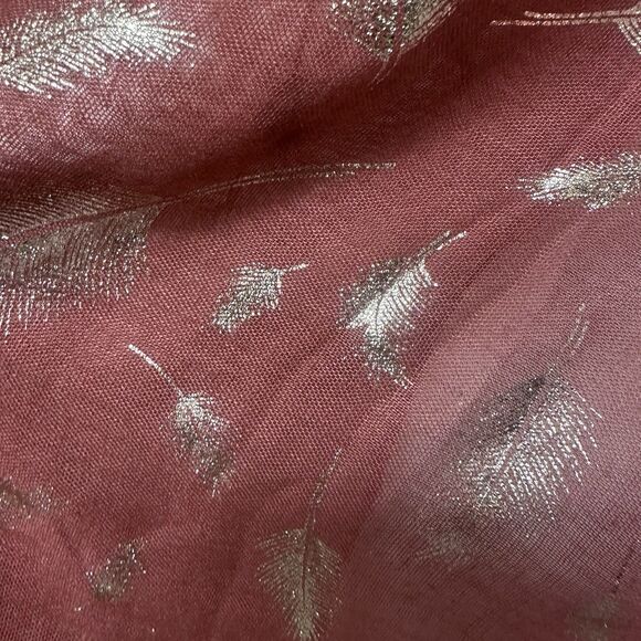 Tie Neck Fashion Scarf Shall Wrap Womens Orange Boho Indie Hippie Gold Leaf - Picture 2 of 5